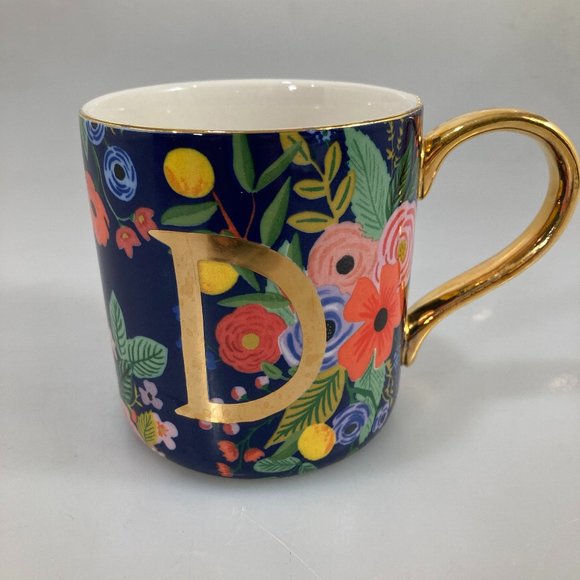 Anthro D Initial Mug Rifle Paper Co Floral Mug - Picture 1 of 5